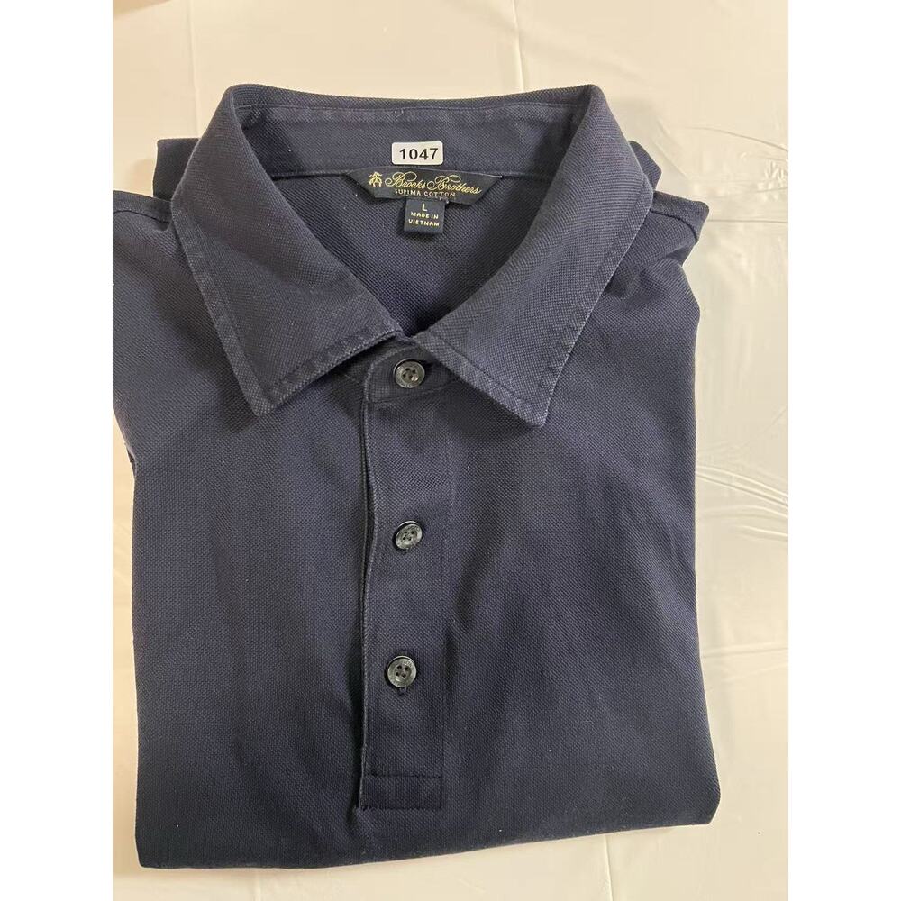 Brooks Brothers Shirt Mens Large Supima Cotton Knitted Stretch Long Sleeve Polo